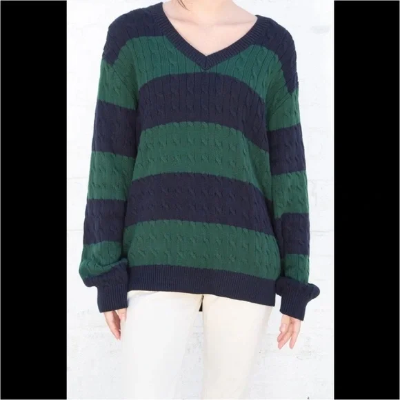 Nikki Cotton Sweater Green Striped Sweater Brandy Brandy Melville Brown Striped Nikki Sweater